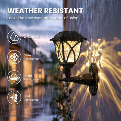  Solar Lights Outdoor Garden, Solar Powered Outdoor Wall Lights, Waterproof Solar Fence Lights Decoration for Patio, Garage, Shed, Yard, Deck, Warm White