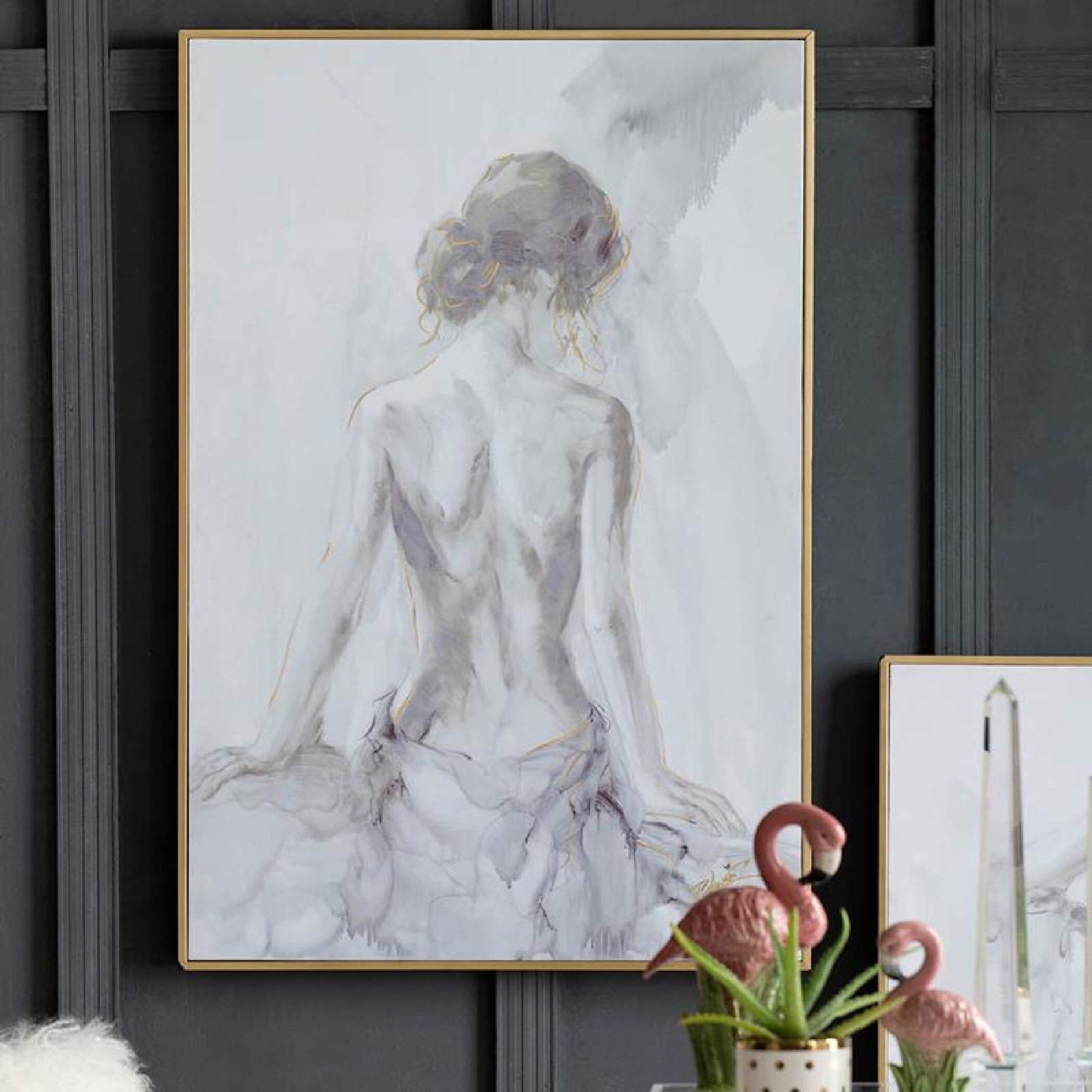 Meisel Feminine Figures Sketch 2-Piece Framed Glass and Matted Wall Art Set Three Posts