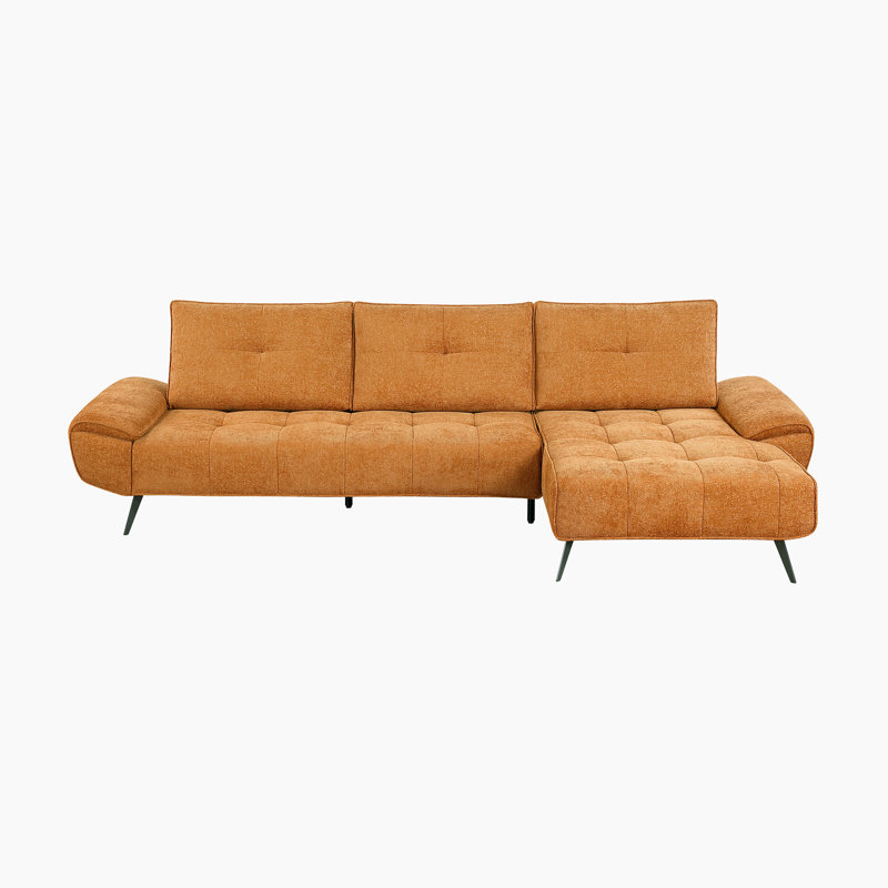  Kenner 125" Modern & Contemporary 2-Piece Sectional - Chenille Sectional, Customizable Seat Depth, Chaise for Lounging