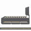 Lit plateforme double tapissier avec lit gigogne simple et 3 tiroirs, tissu en lin-108949102