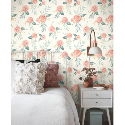 Papier peint aquarelle roses