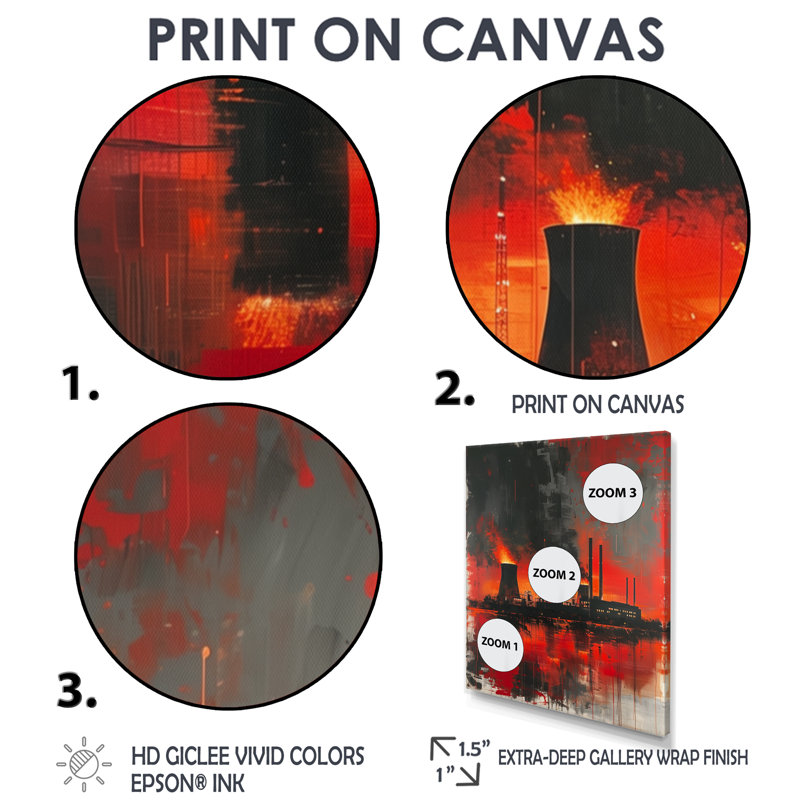 «Red Power Industrial Power Plant II» par Red Red, H 24 po x l 32 po, Toile tendue