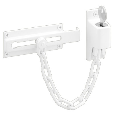 Acier, blanc, garde de porte à chaîne à clé (paquet simple)