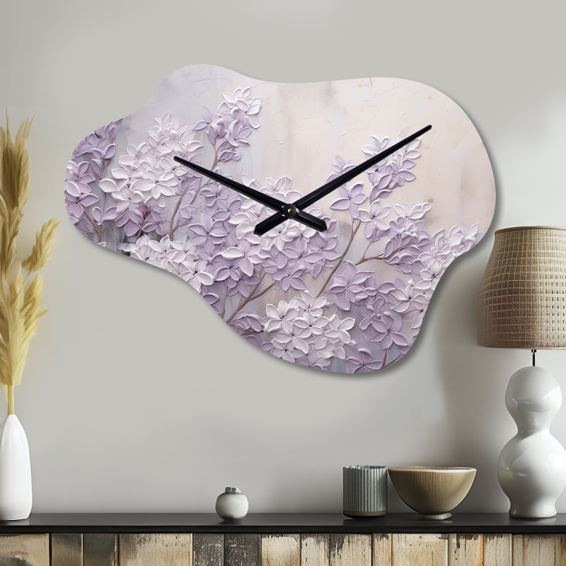 Hulsey Blooming Lilac Melody I - nuage lilas horloge en métal, horloge asymétrique, Grand