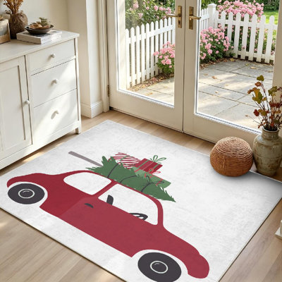 Tapis d'intérieur de petite taille pour voiture, rouge, lavable à la machine, livraison spéciale pour Noël