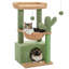 Arbre à chat multifonctionnel à motif cactus avec grand condo et poteau à griffes pour chats d'intérieur