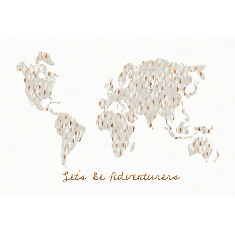 Lets Be Adventurers Copper Map - Wrapped Canvas Art Prints, 20cm H x 30cm W