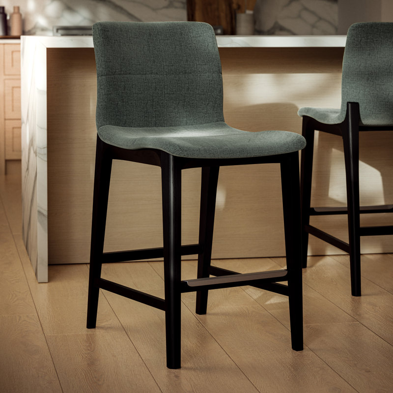 Modern Brazilian - Godan Counter Stool, Jackpot Teal Seat/Ebano Frame, Counter Stool (25.25” Seat Height)