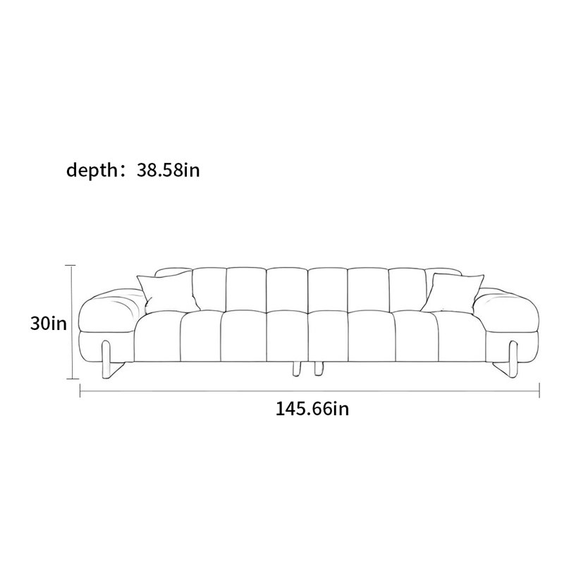 Canapé Log, H 30 po x l 145,66 po x P 38,58 po, 5