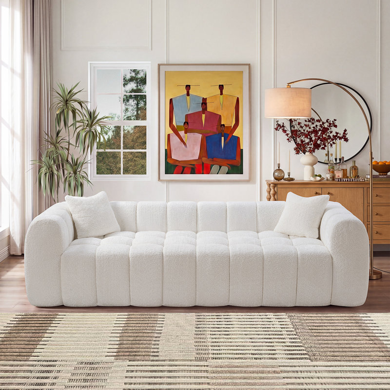 Marshmallow Cloud  Compressed  Sofa, White Boucle