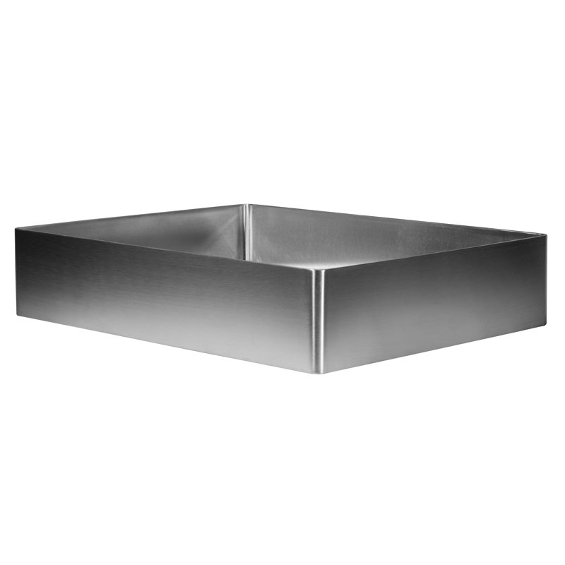 Stainless Steel Rectangular Vessel Bathroom Sink, Silver