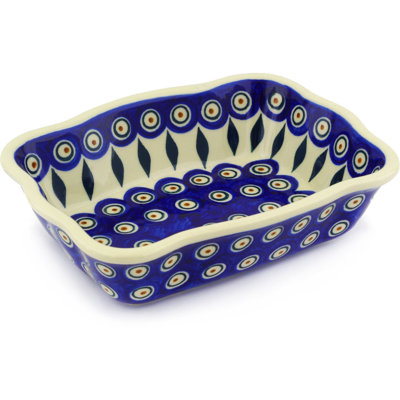 Polmedia Peacock Rectangle Stoneware Baker Bakeware