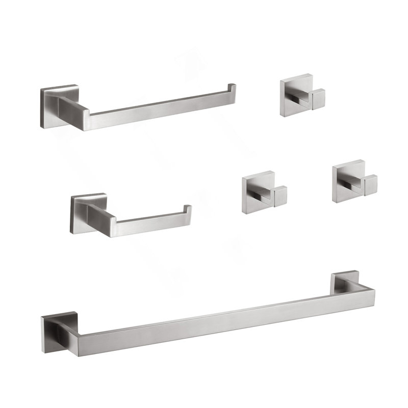 6 - Piece Bathroom Hardware Set, Brushed Nickel