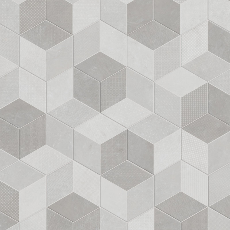 Carreau de porcelaine à motif hexagonal 9 po x 10 po Panama
