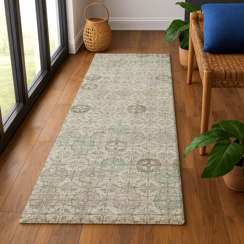 Premium Machine Washable Xamiera AMF1855 Geometric Rug, Runner 2'3" x 7'6"