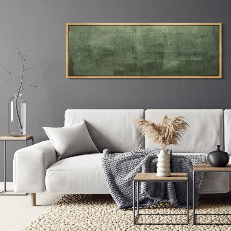 Impression sur toile encadrée sur fond vert foncé, H 20 po x l 60 po, Natural Floater Frame