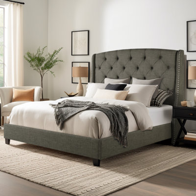 Upholstered Wingback Bed