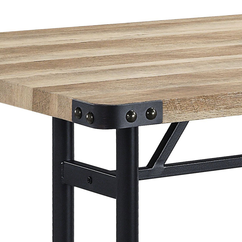 Table de salle à manger rectangulaire en chêne et métal