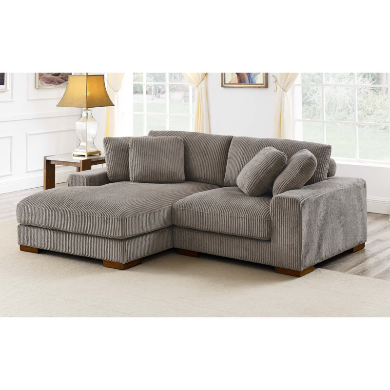 Flaubert Gwendoly Sofa and Chaise, Camel Corduroy, Left Hand Facing, 33" H x 89.5" W x 65" D