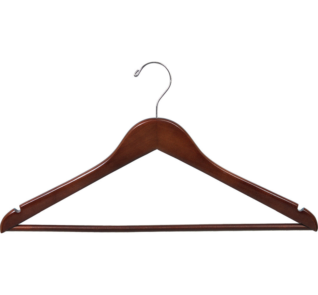 Wood Hanger for Dress/Shirt/Sweater (Set of 100) Rebrilliant Color: Walnut/Chrome