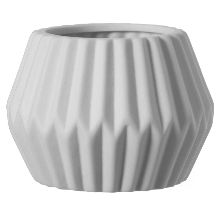 Contemporary White Ceramic Unique Geometric Shaped Table Vase Flower Holder Corrigan Studio