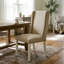 Ensemble de salle à manger rond 5 pièces en bois blanc asiatique avec 4 chaises de salle à manger Parson recouvertes de tissu lin crème