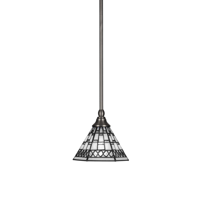 Mini-luminaire suspendu suspendu au fini nickel brossé avec verre d'art étain de 7 po