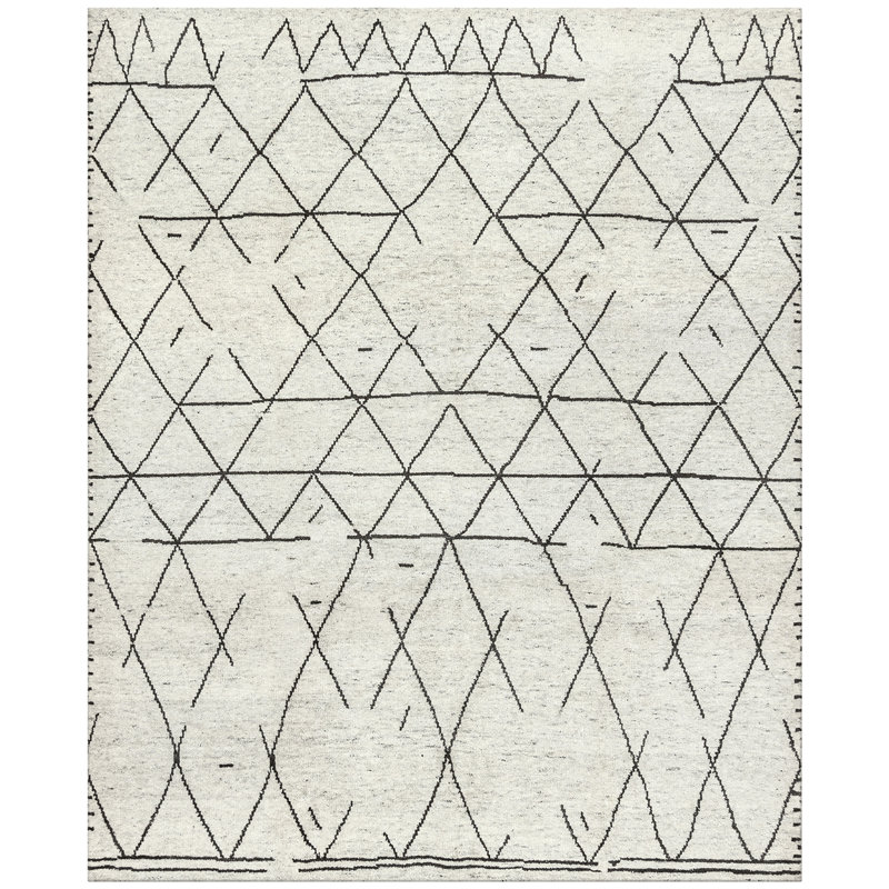 Organic Hand Knotted Geometric Area Rug, Rectangle 8' x 10'