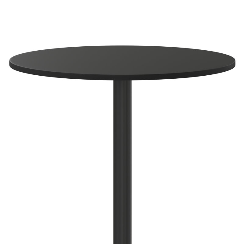 Carrus Round Laminate Table Top with Height Table Base, Black, 43.13" H x 30" W x 30" D