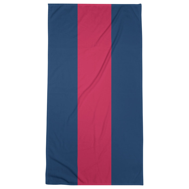Bath Towel, Microfiber, Navy Blue/Scarlet Red/Navy Blue