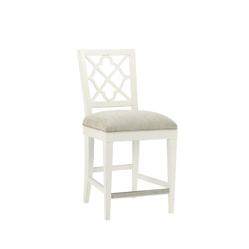 Ivory Key Upholstered Stool, Counter Stool (24" Seat Height), Parchment