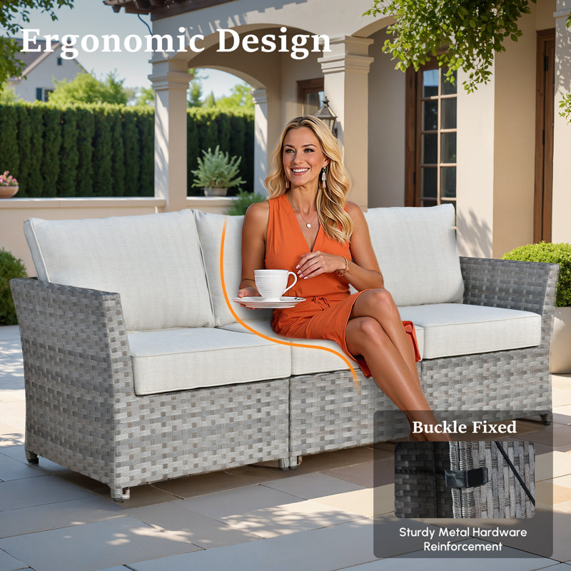 Paulsen Premium All-Weather Wicker 8 - Person Modular Patio Conversation Set with Cushions, Beige, No, Gray