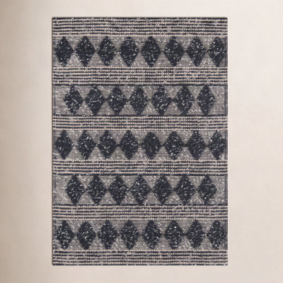 Altie Charcoal Beige Hand-Woven Geometric Rug