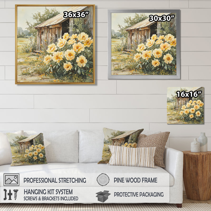 Critchlow - Floral Wall Art, 16" H x 16" W, Floater Framed Print, Gold