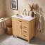 Meuble-lavabo autoportant avec lavabo en céramique, porte et tiroirs à fermeture en douceur, tiroir rabattable et support de rangement pour porte