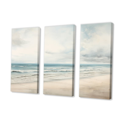 «Soft Color Beach Horizon II - Coastal Minimalisme», ensemble de reproductions d'art mural
