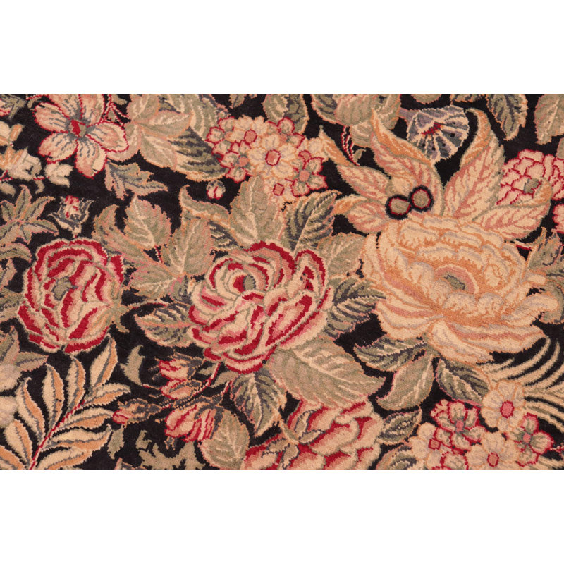 Hand-Knotted Black Wool Rectangular 8' x 10' Rug