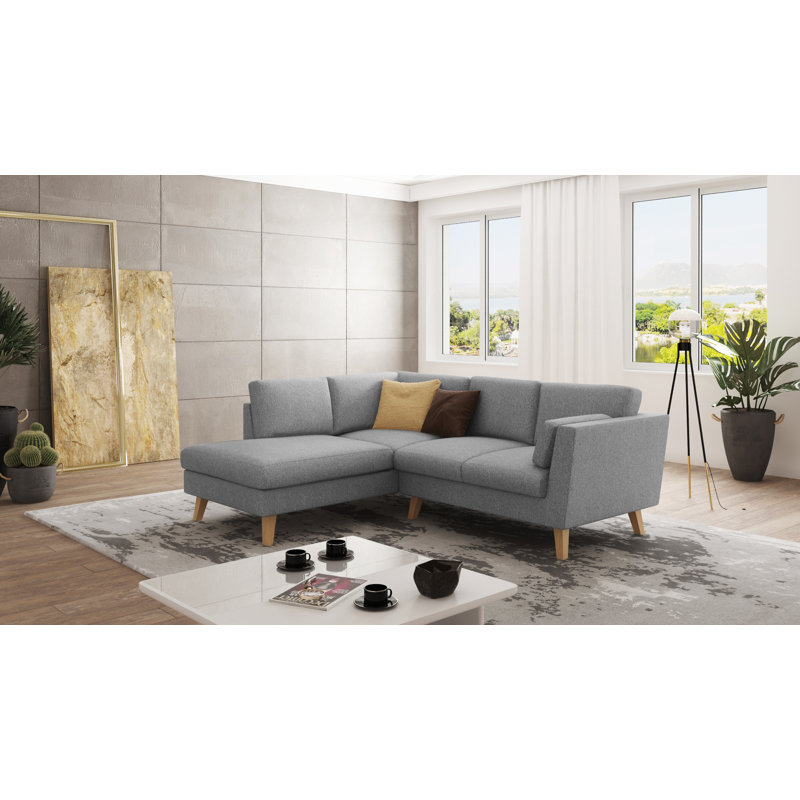  Scandinavian Corner Sofa, Grey, Left Hand Facing