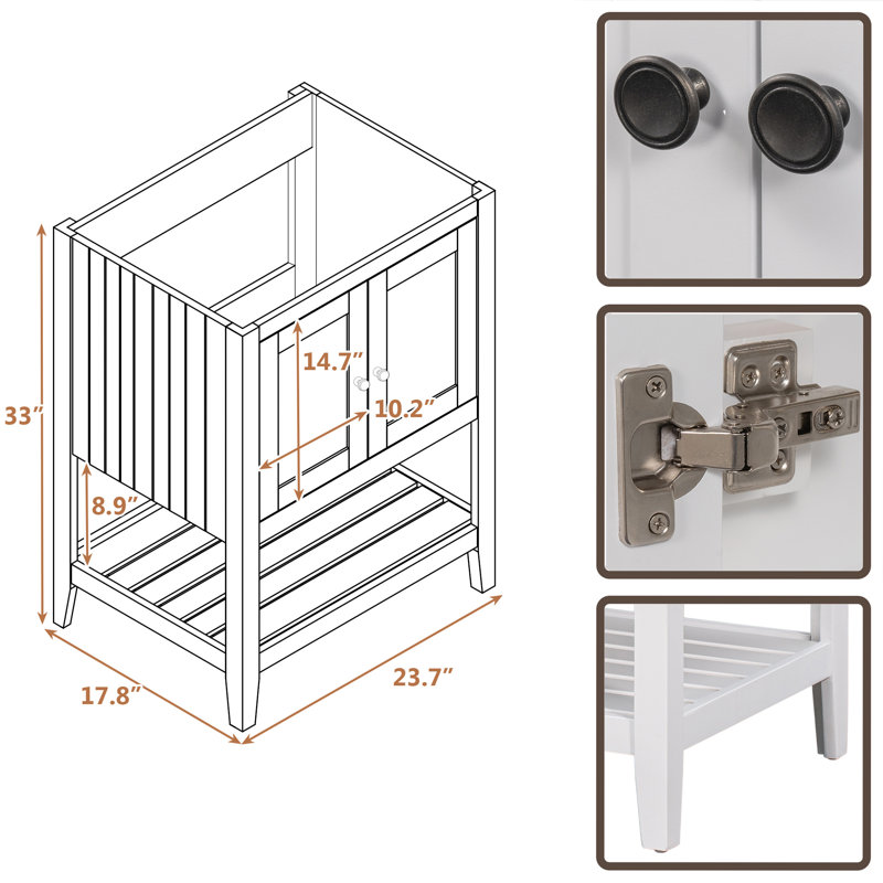 23.7'' Single Bathroom Vanity Base Only, White