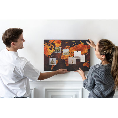 Wall Mounted bulletin board print decorative wall pin board for wall decorative corkboard Map of the world
