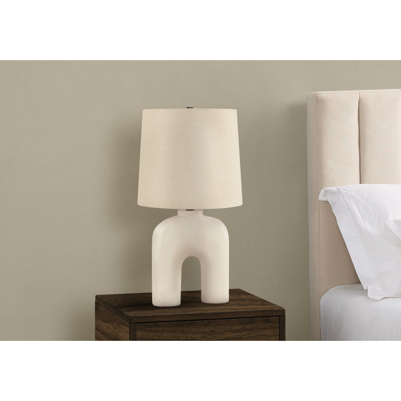 Lighting, 25"H, Table Lamp, Cream Resin, Beige Shade, Modern