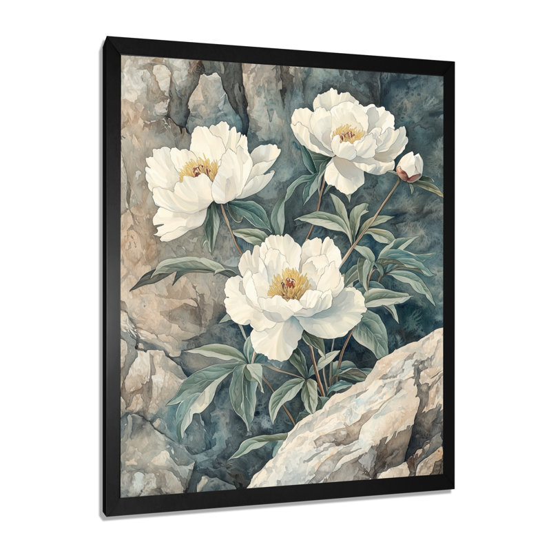 Bainbridge - Floral Wall Decor, H 32 po x l 24 po, Noir, noir, noir, noir, Reproduction encadrée d'une seule photo