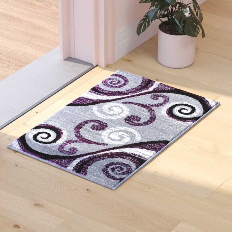 Tapis intérieur à motif abstrait tourbillonnant Aarley-Ray, Rectangle 2 pi x 3 pi