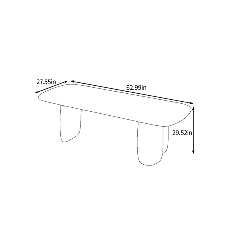 Table de salle à manger écologique de style crème, H 29,52 po x L 62,99 po x l 27,55 po
