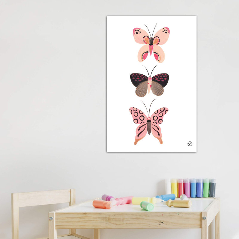 «Butterfly Trio», art encadré, H 48 po x l 32 po x P 1,5 po, Toile tendue