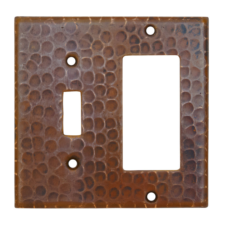 Plaque d'interrupteur cuivre combinée, interrupteur à bascule simple 1 trou et couvercle GFI