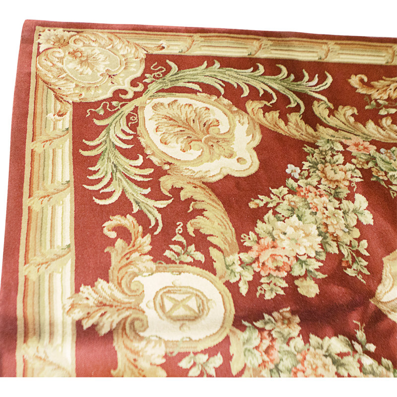 Hand Knotted Wool Area Rug in Wine