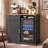 39.4" Coffee Bar Cabinet with Fridge Space, Modern Fluted Wine Bar Cabinet with Drawer and Storage for Dining Room, Black