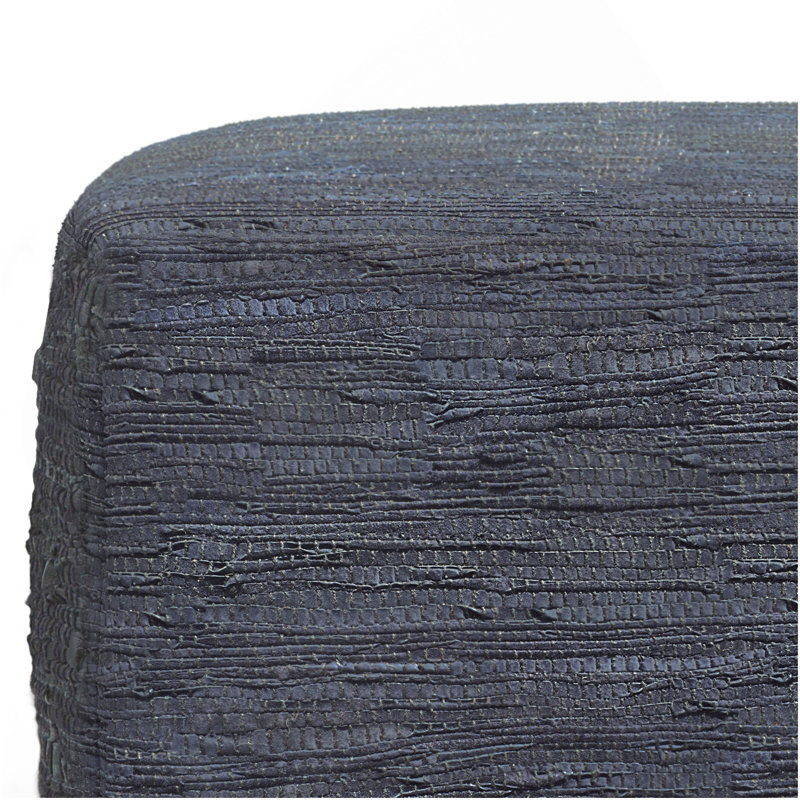 Fredrik - Pouf carré - Bleu foncé, Tissu gris foncé