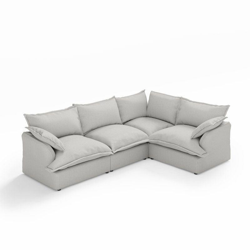  Chanh Modular Sectional Sofa Couch, Cloud Sofa Comfy Down Filled Cushions Sofa for Living Room, Gray, 4